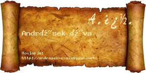 Andrásek Éva névjegykártya